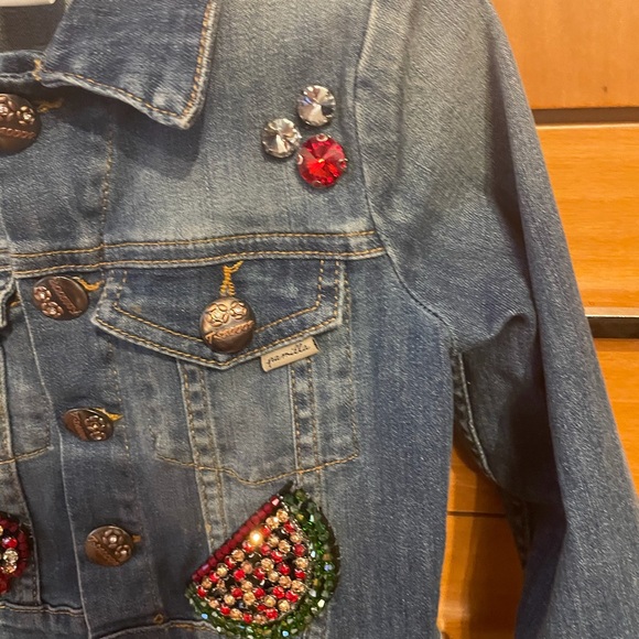 Pamilla L Girl Cropped Embellished Denim Jacket - Picture 4 of 5